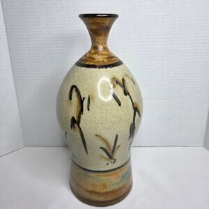 Vintage Peter Callas Pottery Decorated Stoneware Vase 1972